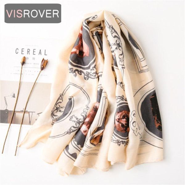 

scarves visrover 2021 beige square cat printing viscose summer head scarf fashion foulard spring shawls dot hijab gift wholesales, Blue;gray