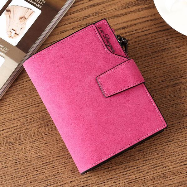 

wallets 2021 women's wallet short zip tri-fold korean multi-card, Red;black