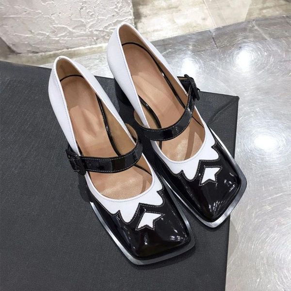 

dress shoes retro mary jane women's 2022 college style thick heel temperament single shoe design sense white high heels big toe, Black