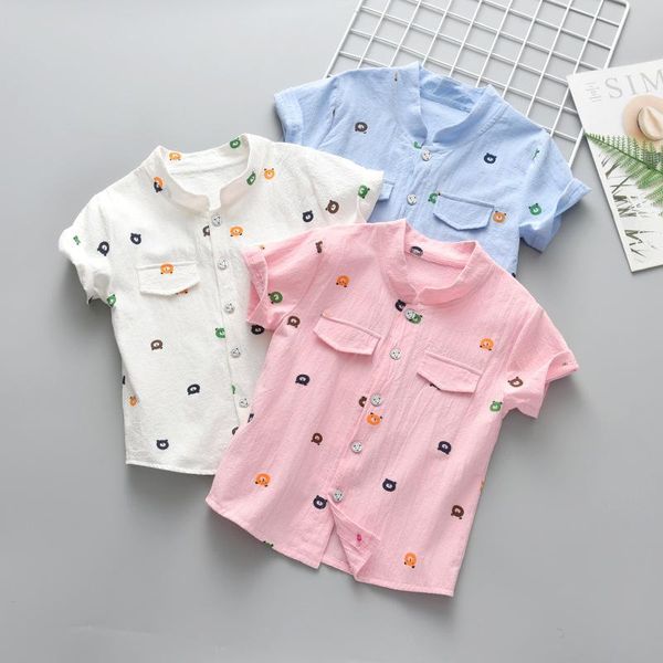 

summer 2021 boy shirts collared short sleeve shirt 1-6 years, White;black