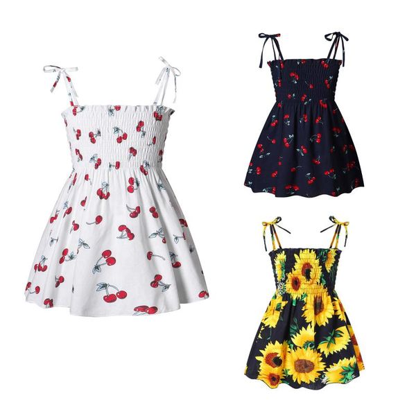 

toddler baby girl dresses casual sleeveless straps cute floral sundress summer pour enfants kids kawaii garÃ§on fille girl's, Red;yellow