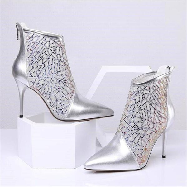 

dress shoes s spring fashion ladies high heels rhinestone decorative mesh gauze silver black stiletto heel party
