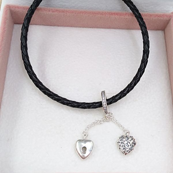 Prata senhoras jóias liberação fazendo kit amor coração diy charme pandora cabelo bracelets presentes de aniversário para mulheres homens cadeia solta grânulos em camadas colar de colar