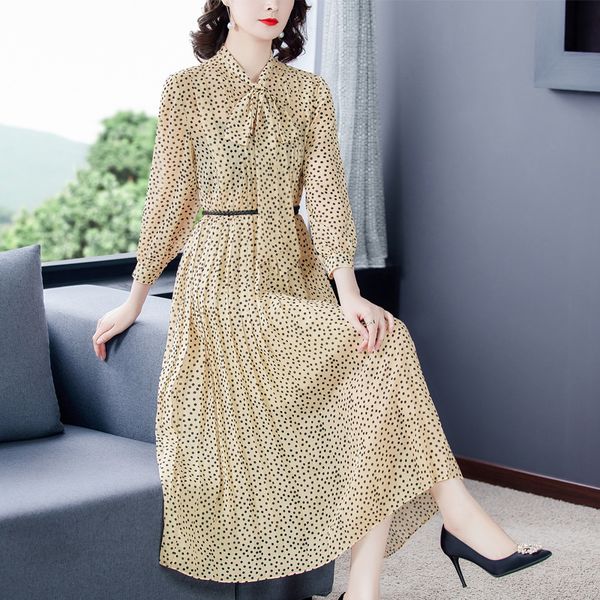 

polka lace up dot long sleeve dress hk307, Black;gray