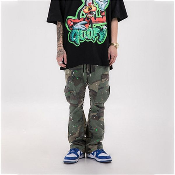 

men's pants calÃ§a cargo masculina casual de camuflagem anti-respingos, calÃ§a cintura elÃ¡stica com vÃ¡rios bolsos, para homens 67t7, Black