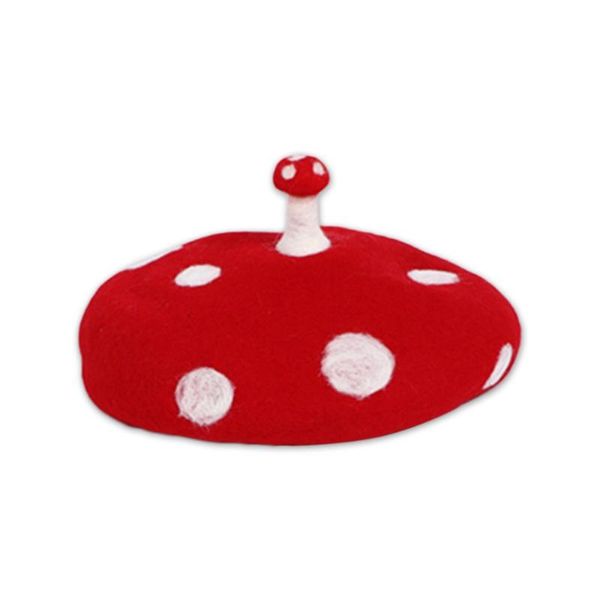 

beanies parent child cute wool red pumpkin hat beret mushroom sboy cap