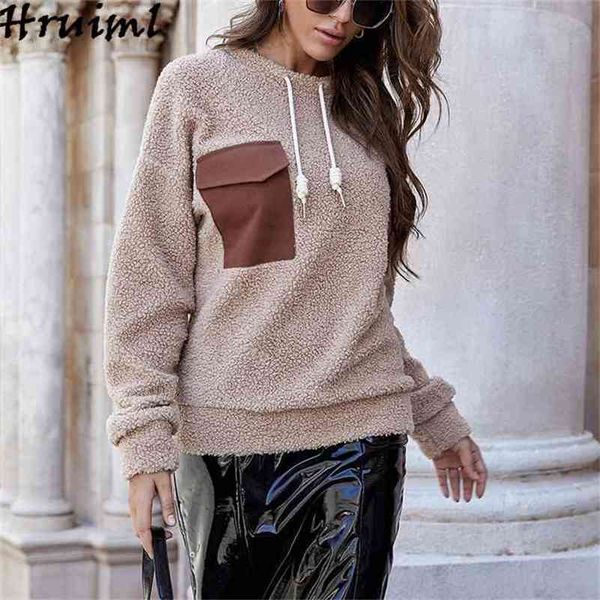 

fashion women long sleeve o neck blouse autumn winter pocket female casual solid elegant ladies clothing 210513, White