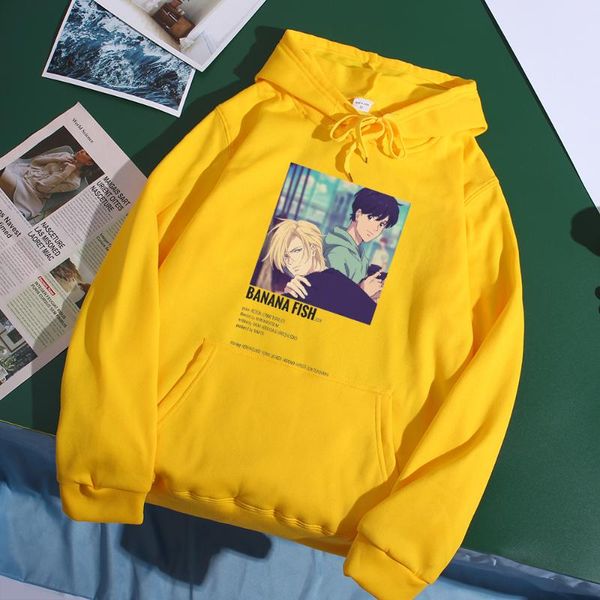 

men's hoodies & sweatshirts banana fish graphic harajuku anime clothes mens japanese manga pullover punk hip hop sweatshirt street over, Black