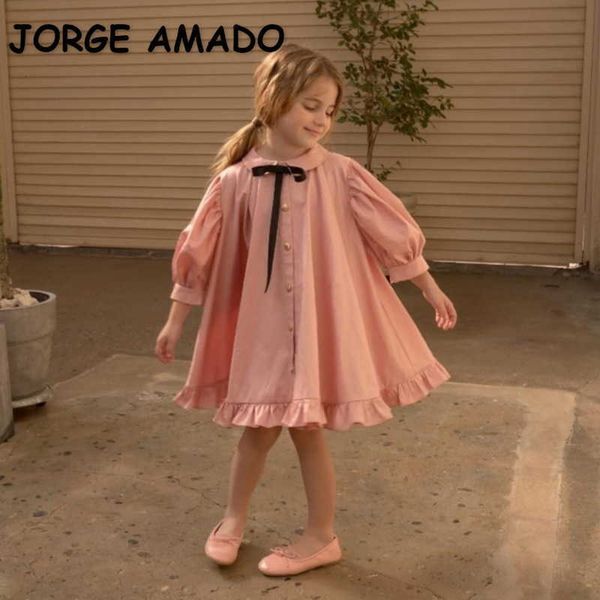 

summer girl party dress peter pan collar pink princess wedding flower piano performance clothes e5635 210610, Red;yellow