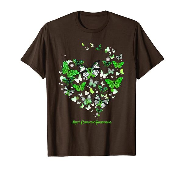 

liver cancer awareness t-shirt butterfly heart t-shirt, White;black