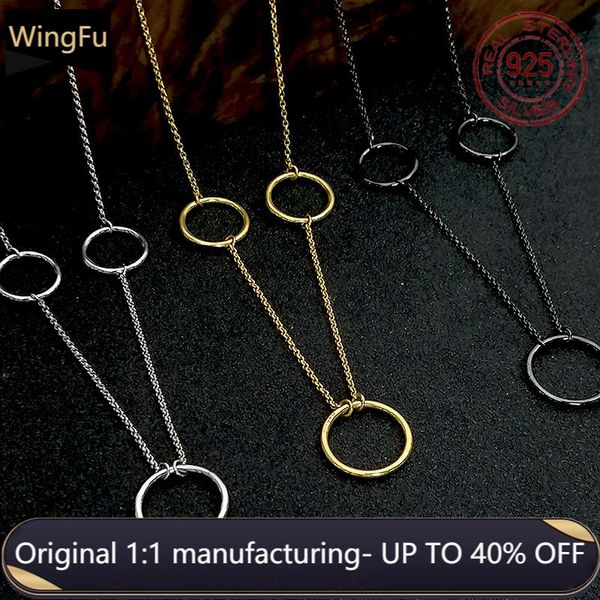 

chains s925 sterling silver o-ring pendant gold black necklace fashion monaco jewelry gift