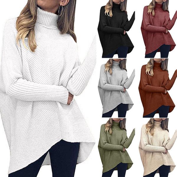 

women's sweaters womens oversized turtleneck long sleeve sweater irregular hem casual pullover knit jumper, White;black