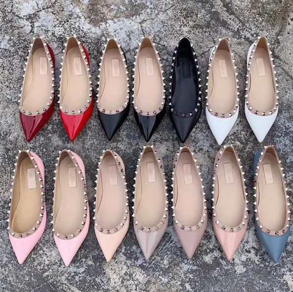 

2021 luxury stud sandals pointed high heels designer shoes nude fashion wedding rivets women pumps valentine, Black