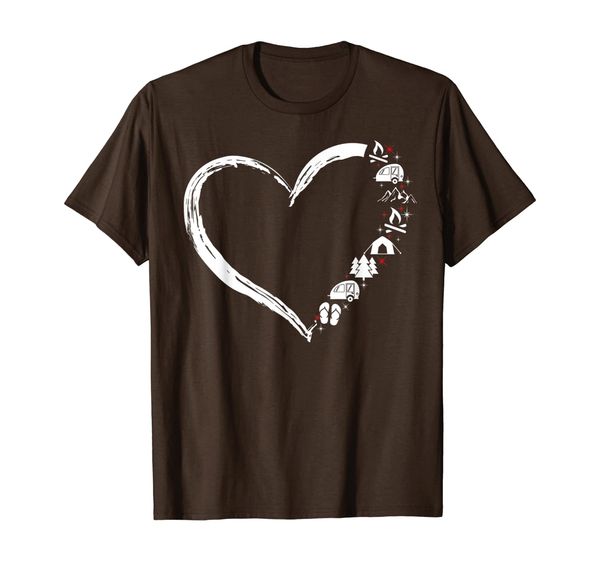

camping heart with flip flops mountain tents t-shirt, White;black
