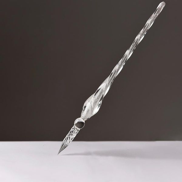 

1pc handmade crystal glass dip fountain pen gift box package vintage dipping signature for offices school stationery pens