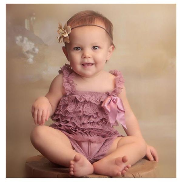 

jumpsuits baby lace ruffles romper infant girls boys with ribbon bow born birthday pography jumpsuit cloth 24pcs/lot ems, Blue