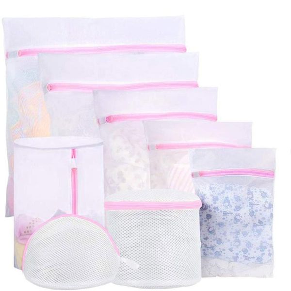

laundry bags mesh bag polyester home organizer coarse net basket for washing machines bra baskets set