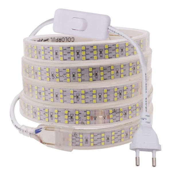 

strips 2835 smd led strip light 220v 230v 240v ac 276leds/m waterproof flexible tape soft dimmable lamp home decoration