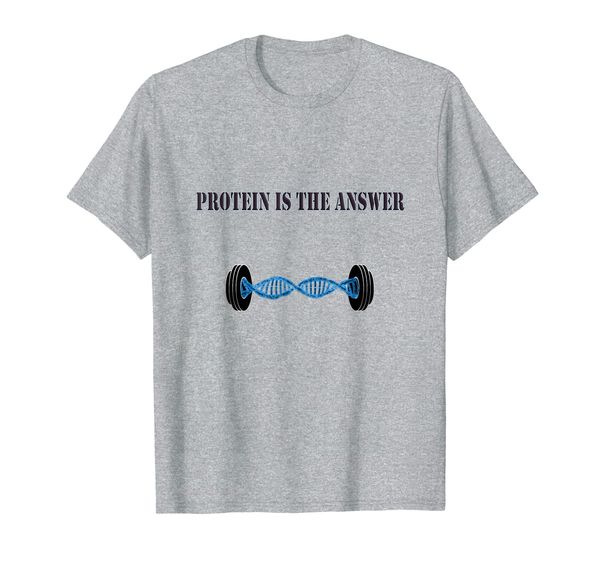 

protein is the answer tee fitness fun tshirt, White;black