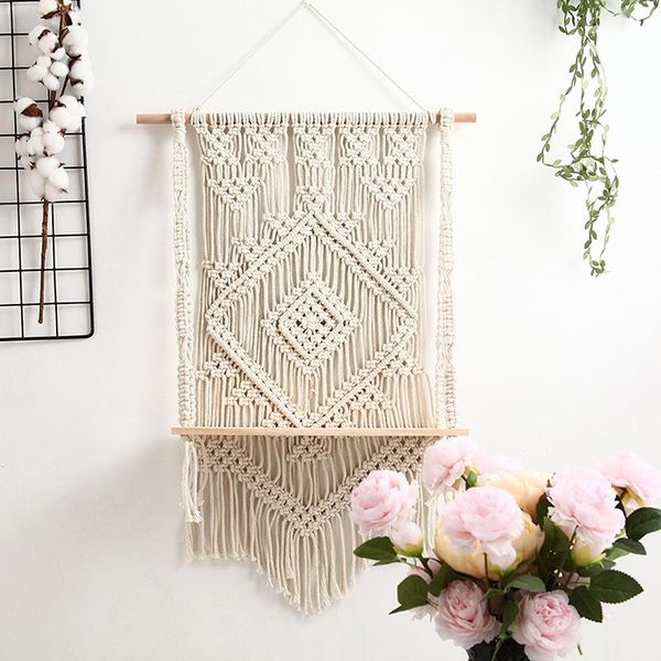 

tapestries plant shelf wall hanging tapestry macrame art hand-made dyed lace fabric bohemia tassel boho home decoration gift