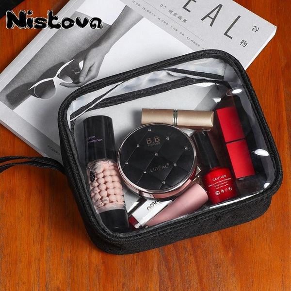 

fashion oxford cloth travel cosmetic bag tsa accessory pvc transparent toiletry clutch support customization bags & cases