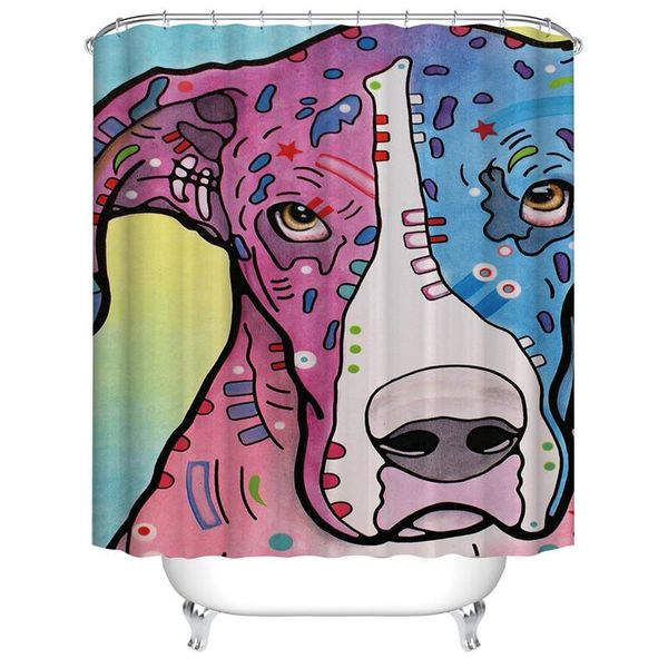 

shower curtains cute dog and cat waterproof bath decor s/l size printed bathroom