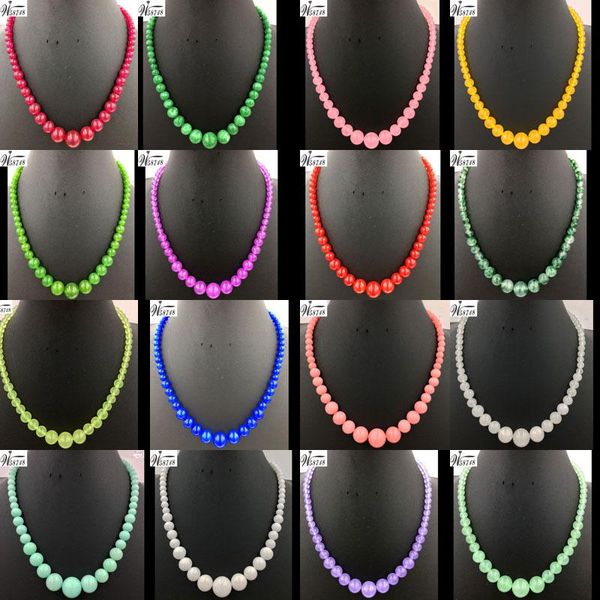 

pendant necklaces fashion jewelry multicolor jad round beads necklace 18" wb633, Silver