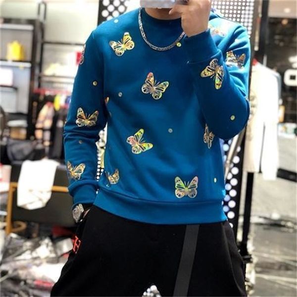 

men's hoodies & sweatshirts autumn/winter 2021 casual male hip hop street hoodie around the neck fashion fine pullover butterfly ce7v, Black