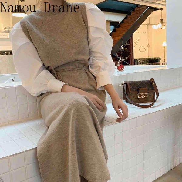 

casual dresses autumn womn long korean vintage longf neck high waist ladies elegant plus size, Black;gray