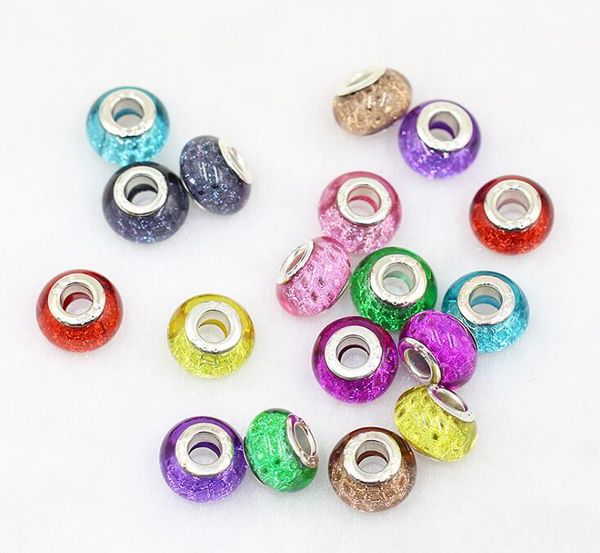 

diy plastic bubble large hole bracelet glass beads loose bead fit bracelets mix color, Crystal