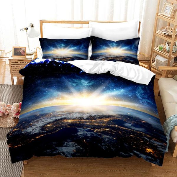 

bedding sets space galaxy set bedspread single twin full  king size sky stars planet bed aldult kid duvetcover 08