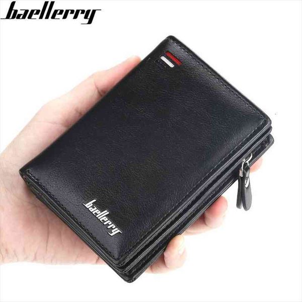 

baellerry brand wallet men fashion male short multi card snap purse casual leather mens holder billetera hombre, Red;black