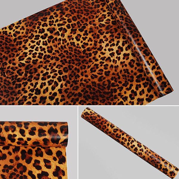 

leopard print wallpaper self-adhesive removable pvc wall sticker shelf drawer liner furniture renovation contact paper wallpapers