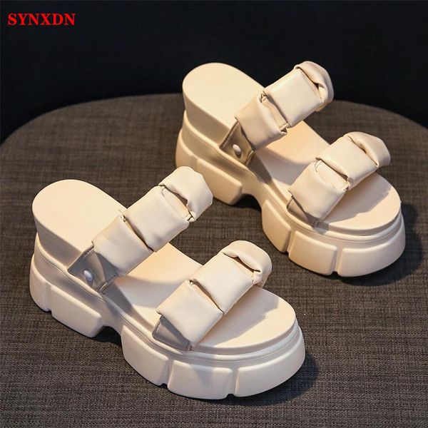 

sandals synxdn designer shoes beach sneakers female rome peep toe sandal platform super high wedges heels 9cm moda 2021 casual, Black