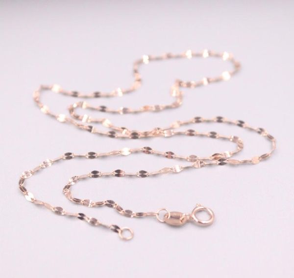 

chains au750 pure 18k rose gold chain 1.7mm wide lip link necklace 1.2g / 16.5inch for women lucky gift, Silver
