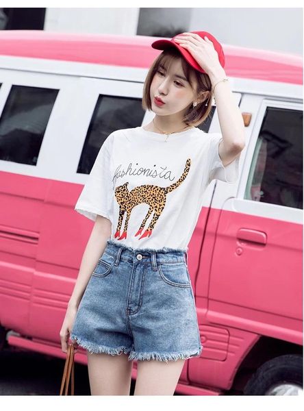 

fashion high waist women denim jeans shorts women's, Blue