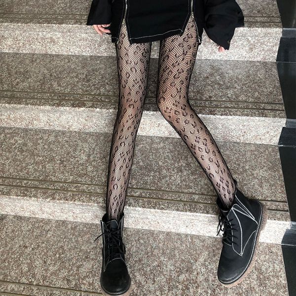 

spring and autumn leopard jacquard pantyhose women' thin hollow net black bottomed socks silk stockings, Red;black