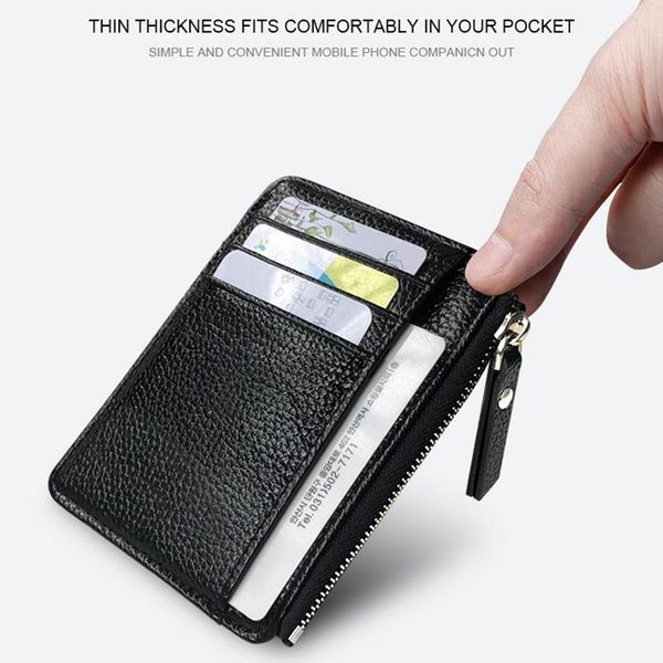 

men wallet solid color textured pu zipper card holder mini coin purse h9, Red;black