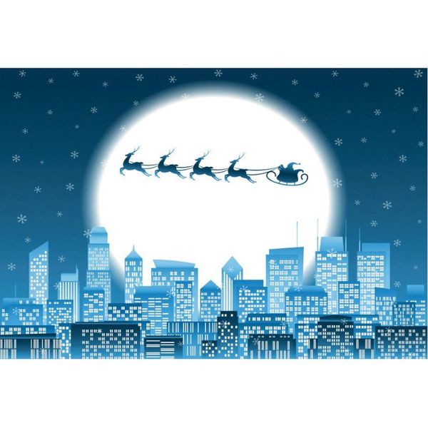 

party decoration winter christmas backdrop sleigh flying over the city pography background xmas year decor po booth studio props