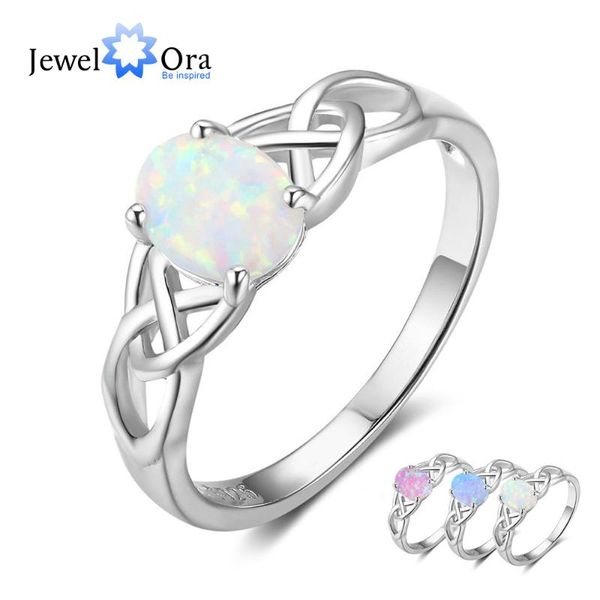 

cluster rings women jewelry 925 sterling silver ring with oval milky opal stone wedding bands romantic style gifts ( jewelora ri102814), Golden;silver