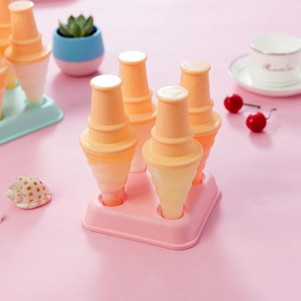 

baking moulds 4 grids silicone ice cream molds cube tray maker dessert pastry er diy making tool (random color)