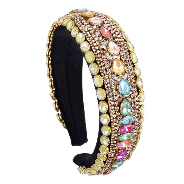 

crystal women headbands vintage baroque head band padded colorful rhinestone headband princess hairbands headdress lady hair hoop dance part, Silver