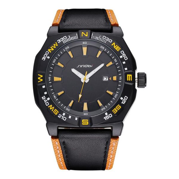 

wristwatches 2021 sports men's watch leather strap military automatic date waterproof quartz relogio masculino, Slivery;brown