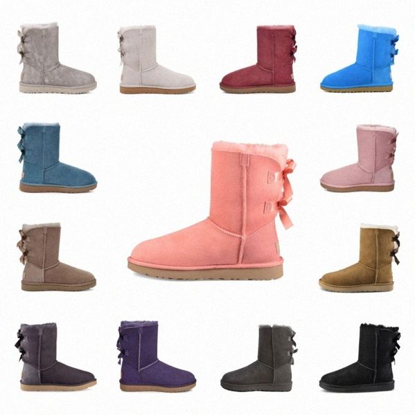 

2021 release wgg ug designer women boots australia classic fashion snow bowtie ankle boot winter chestnut eur36-41 qdx5#, Black