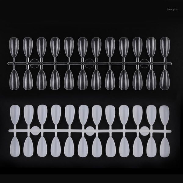 

120pcs/set almond shape false nail tips nature clear full cover fake nails for gel polish color card display tools1, Red;gold