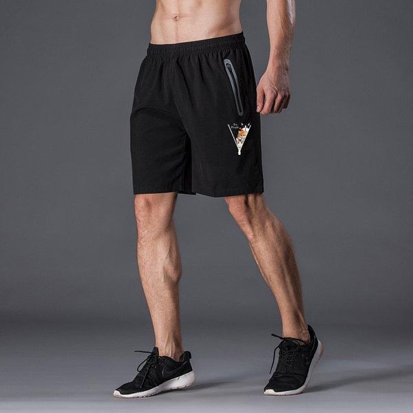 

men's shorts 2021 man breathable quick dry zipper cat print loose short trousers solid color knee length mid waist running, White;black
