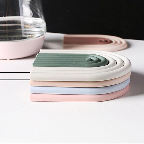 

mats & pads nordic style silicone removable rainbow insulation cup mat plate non slip placemat home decor kitchen accessorieslj