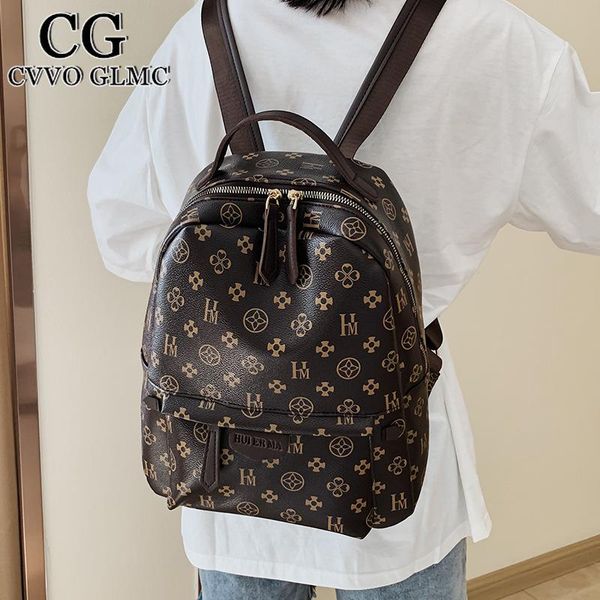 

backpack style cvvo glmc small women soft pu leather zipper shoulder bag vintage multifunction simple solid bags travel daily bagpack