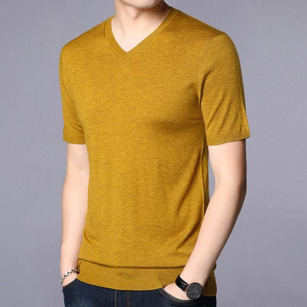 

men's t-shirts fashion spring autumn men short sleeves sweater korea style solid pullover male plus size t shirt slim knitted tee w105, White;black