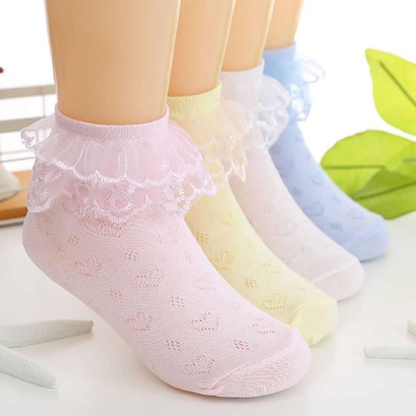 

socks toddlers cotton baby girl kids ruffled meias infantil knitted lace girls white mesh thin summer sock, Pink;yellow